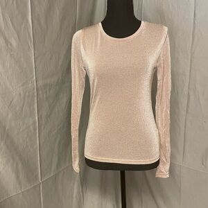 NWOT Free People Intimately Shimmering Cream Long Sleeve Sheer Top